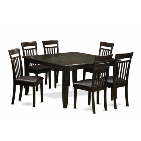 East West Furniture 7 Piece Dining Room Table Set-Dinette Table With Leaf and 6 Dinette Chairs PFCA7-CAP-LC